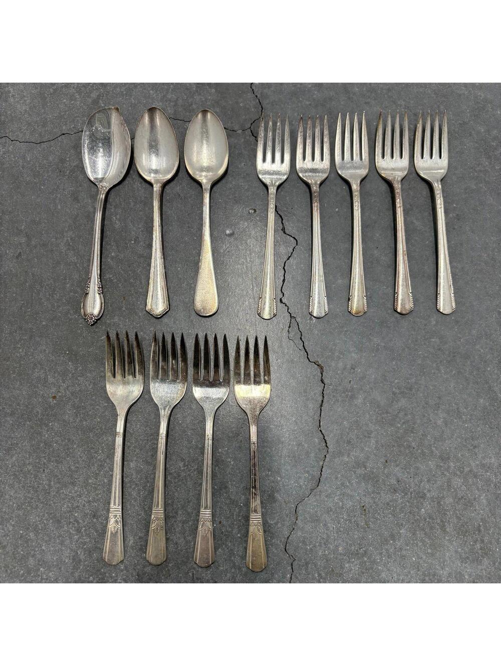 12 PCS Spoon & Fork SI Silverware Mix Match Set